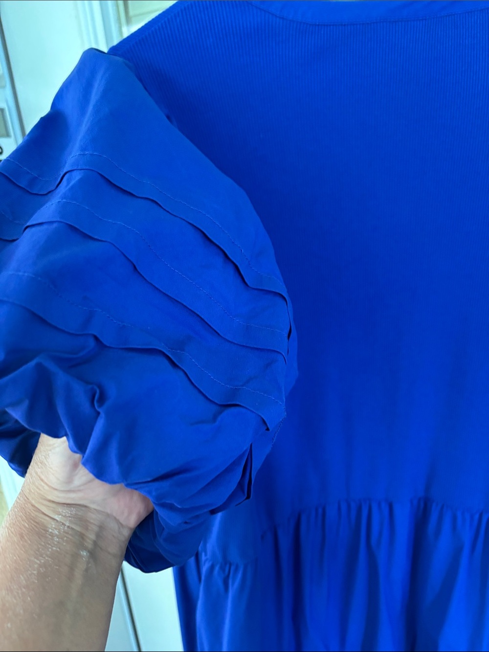 Chico's Blue Tiered Puff-Sleeve midi Dress - Picture 5 of 6